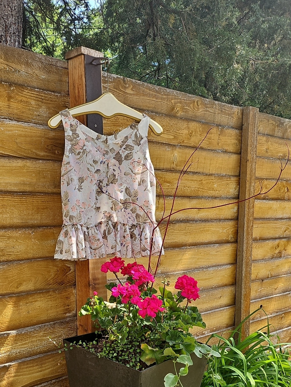 Rebecca Taylor Floral V-Neck Blouse in Pink, Taupe & Blue